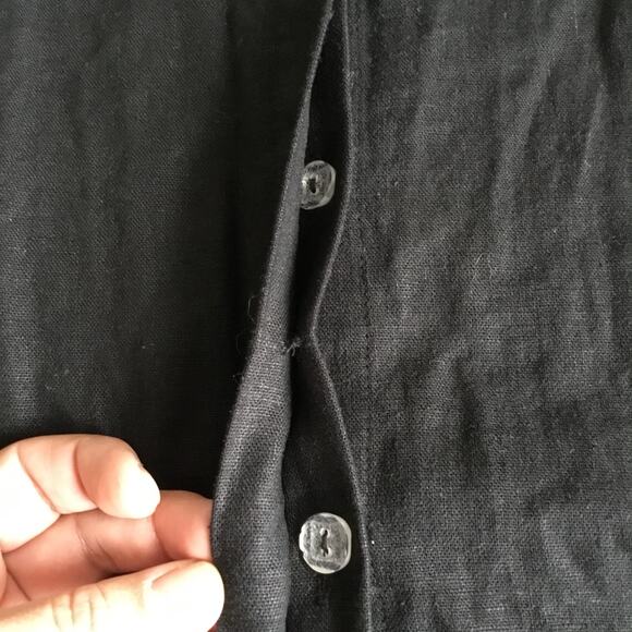 Sag Harbor Casual Buton Down Black Shirt Sz XL Linen Blend - Picture 7 of 8